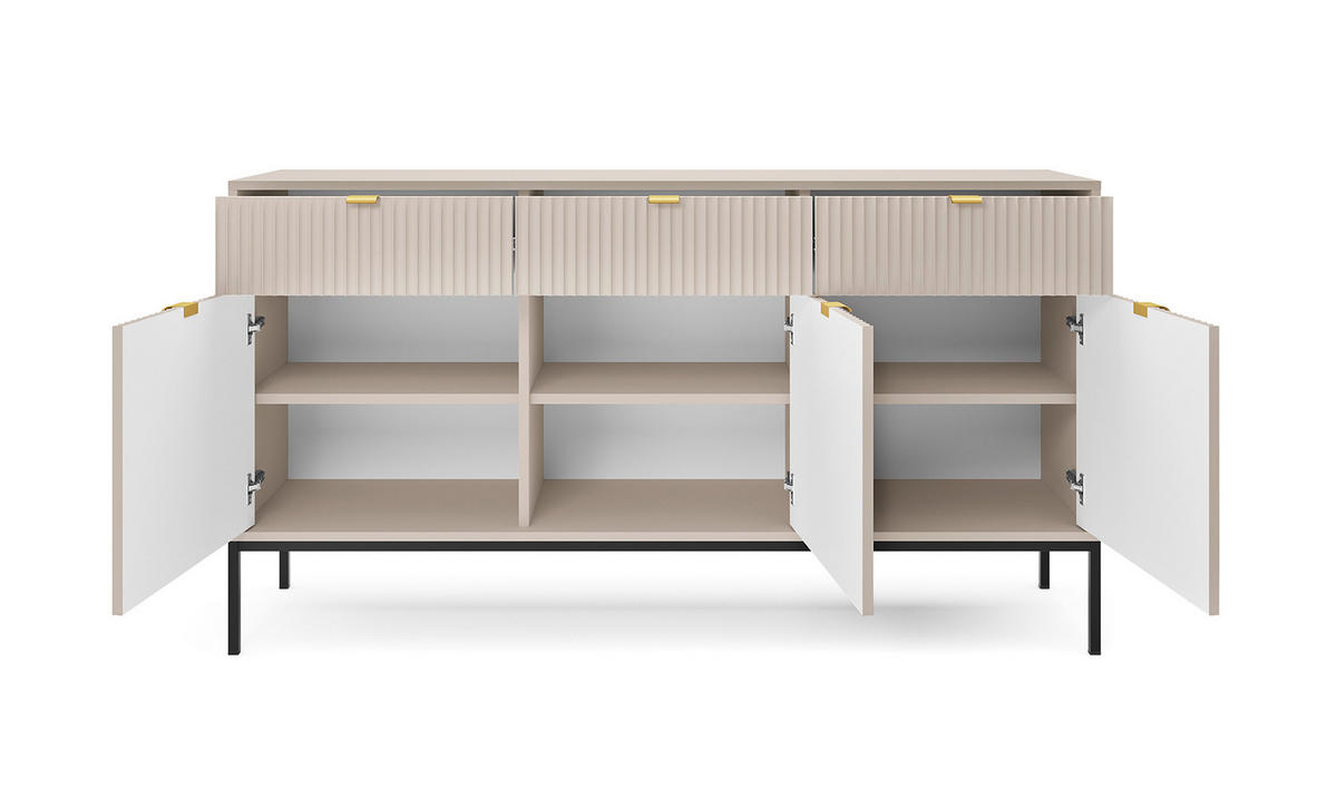 SIDEBOARD Nova Kaschmir / Schwarz 154 / 39 / 83cm - Kaschmir/Schwarz, Holz/Holzwerkstoff (154/83/39cm) - Feldmann-Wohnen