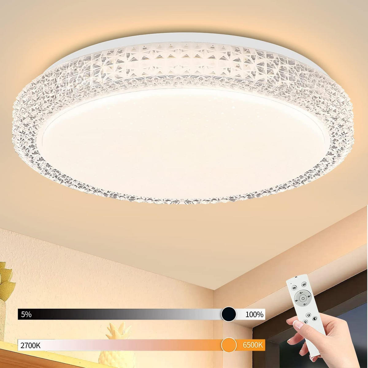 LED-DECKENLEUCHTE David 30/30/6 cm - Weiß, Kunststoff (30/30/6cm) - Nettlife