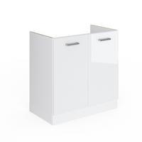 SPÜLENUNTERSCHRANK R-Line Weiß Hochglanz 80 cm ohne AP - Weiß Hochglanz/Weiß, Holzwerkstoff (80/81.6/46cm) - Vicco