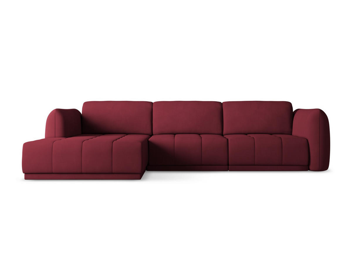 ECKSOFA Links Chenille Stoff Rot - Rot/Weinrot, Kunststoff/Textil (170/290cm) - Makamii