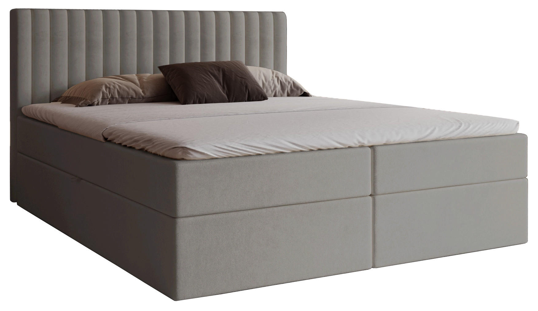 BOXSPRINGBETT 180x200 Daliro, Samt, Bettkasten, Matratze H3, Hellgrau - Hellgrau, Holz/Textil (180/200cm) - Emporius