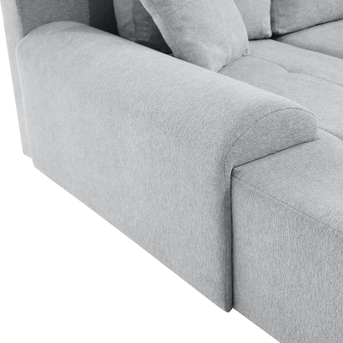 ECKSCHLAFSOFA Dallas mit Bettkasten, 255 cm, Hellgrau, links, Velour-Stoff - Hellgrau, Textil (255/175cm) - Beautysofa