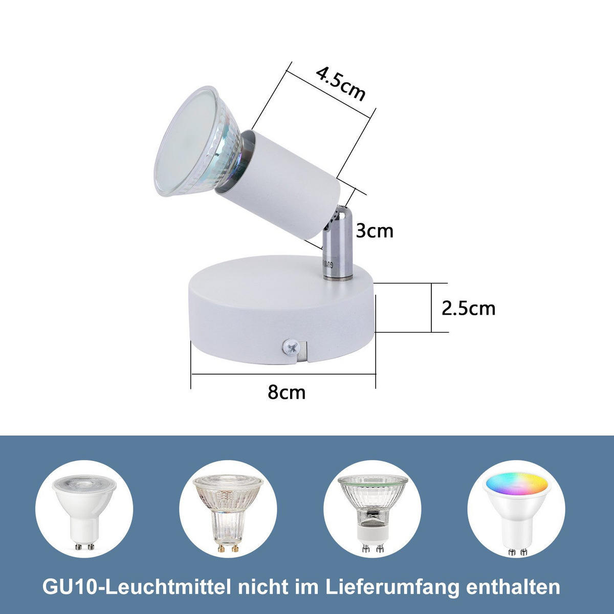 STRAHLER Flensburg 1-flammig 8/8/10 cm - Weiß, Metall (8/8/10cm) - Nettlife