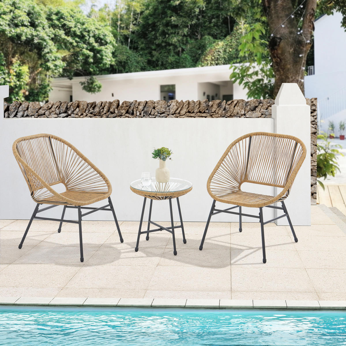 BALKONSET Tulum Natur - Naturfarben, Metall - SVITA