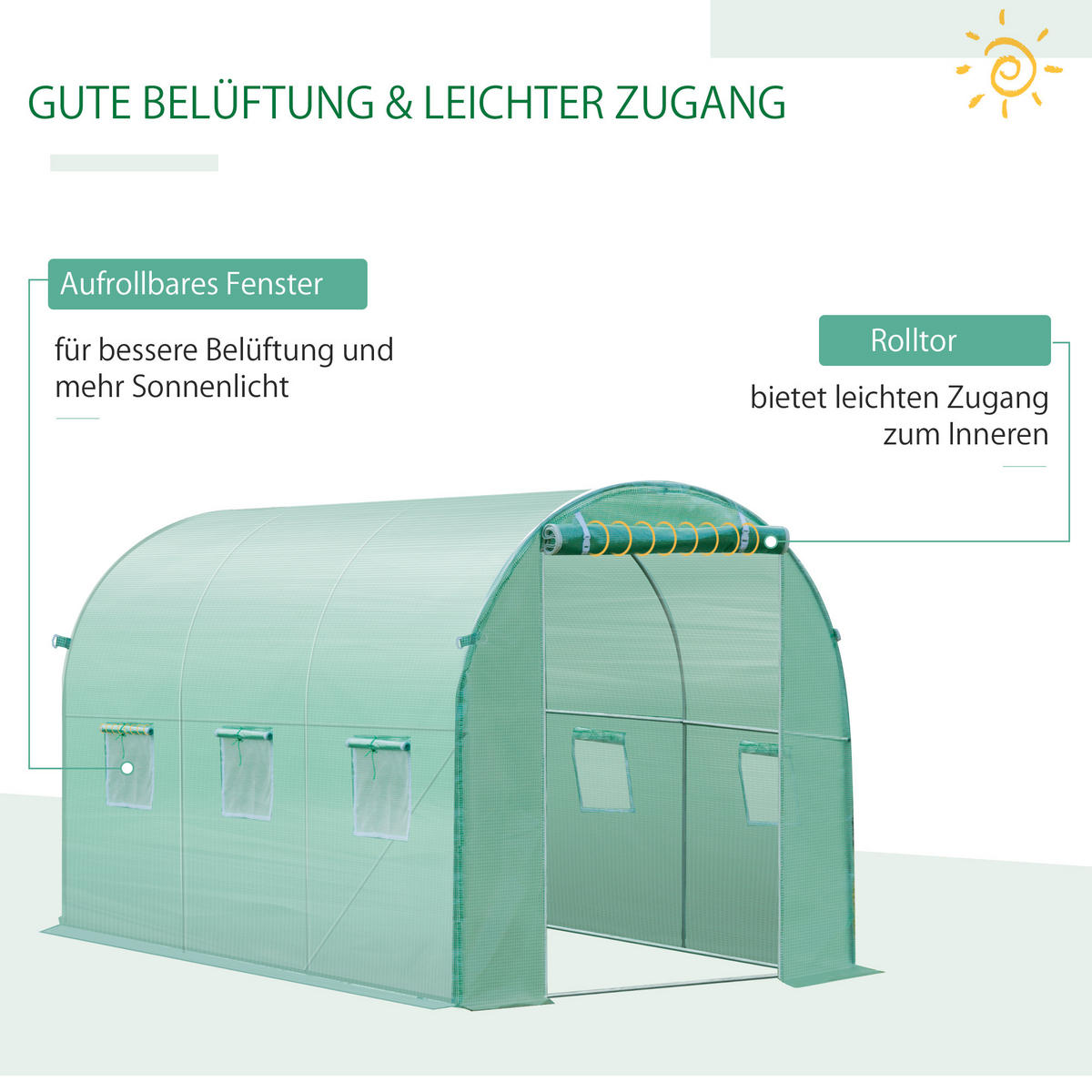 POLYETHYLENFOLIE, Treibhaus Folie, Grün - Grün, Kunststoff (200/200/300cm) - Outsunny