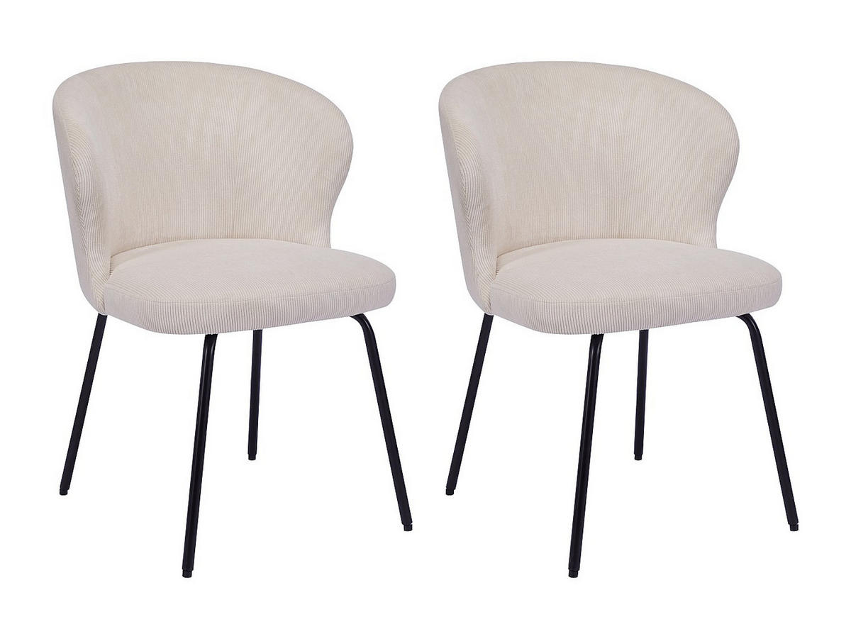 STUHL - 56.5 cm x 57.5 cm - Samt - Cremefarben - RELIOZA - Creme, Textil (56.5/78/57.5cm) - Vente-Unique