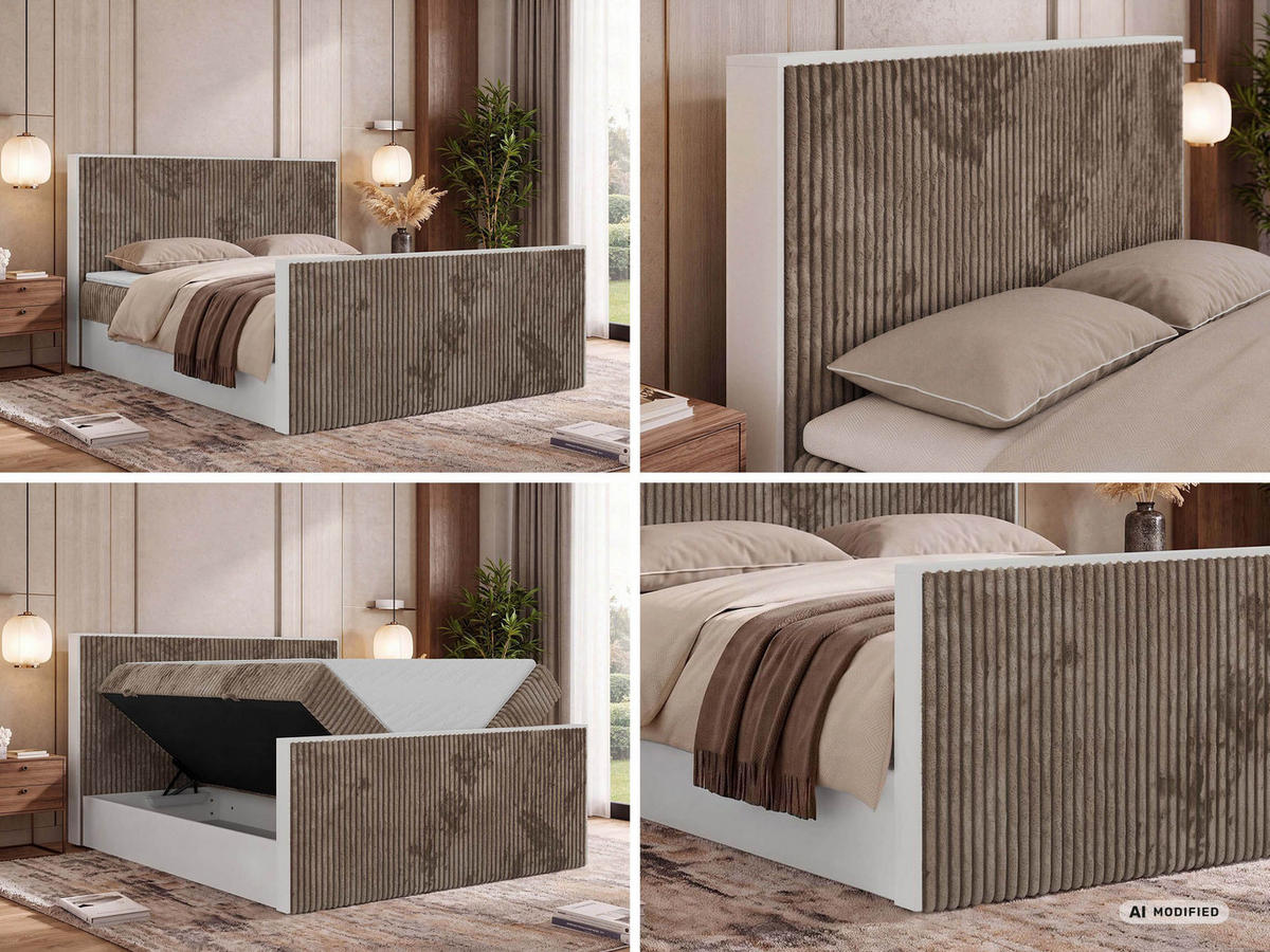 KONTINENTÁLNÍ POSTEL TRAVIT DUO 180/200 - Hnědá Manšestr - Topper Visco - H3 - černá/hnědá, textil/plast (180/200cm) - MKS
