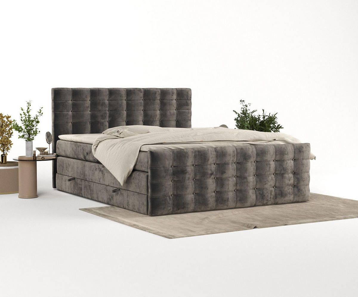 BOXSPRINGBETT Blend Dunkebraun 120/200 cm mit Matratze und Topper - Dunkelbraun/Schwarz, Holz/Holzwerkstoff (120/200cm) - Maison de Reve