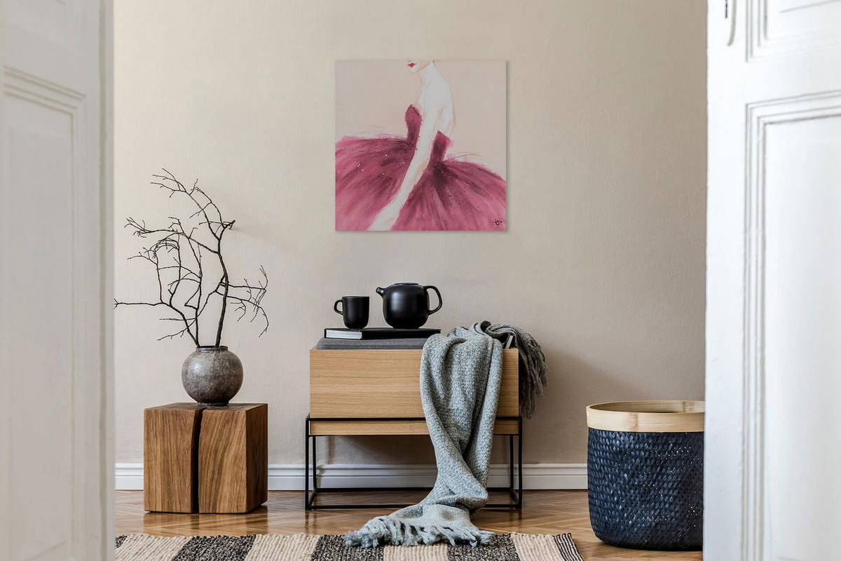 ACRYLBILD HANDGEMALT 80/80 cm - Pink, Holz/Textil (80/80cm) - KUNSTLOFT
