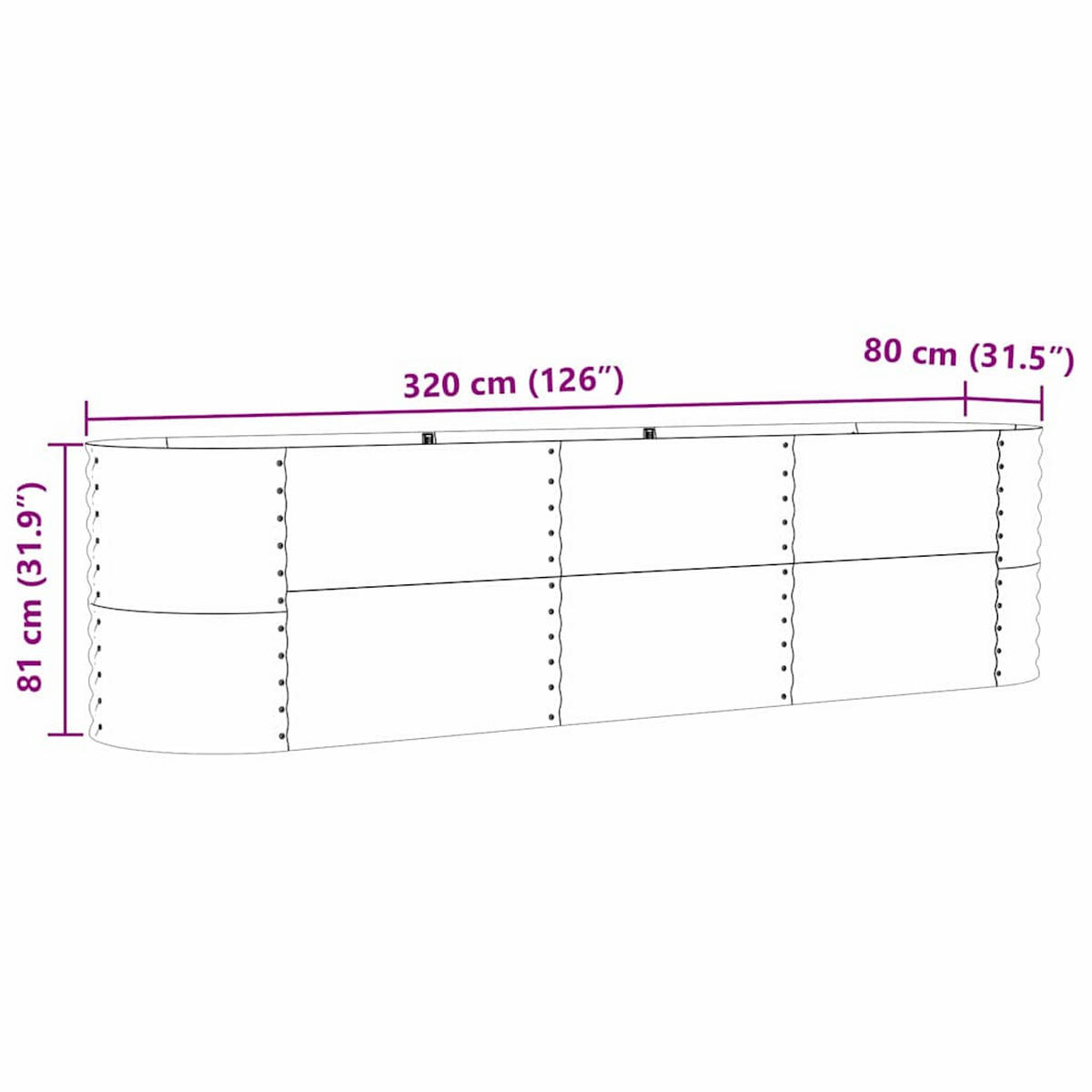 HOCHBEET Grün 320/80/81 Cm Stahl - Grün, Metall (80/81/320cm) - vidaXL