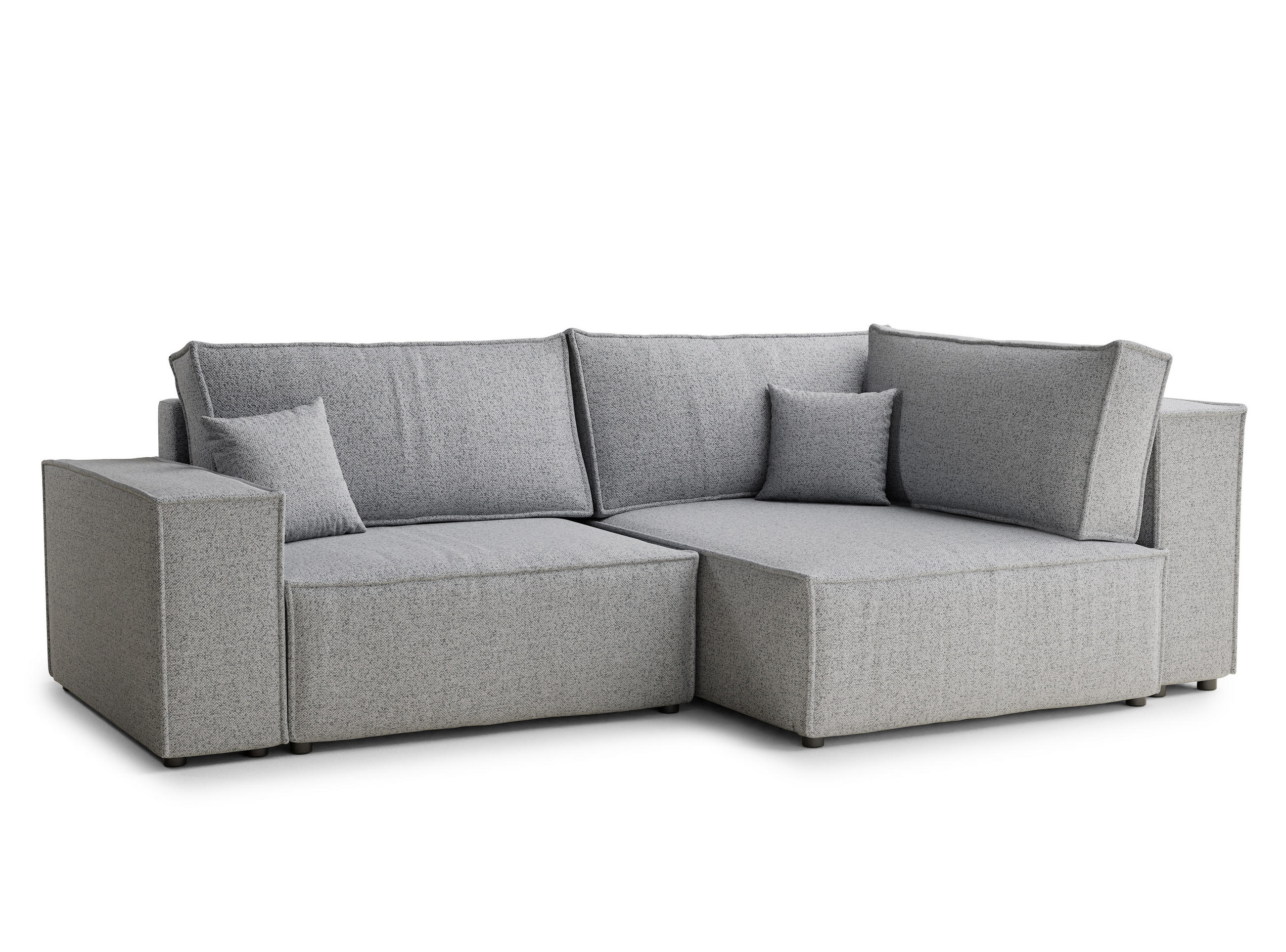 ECKSOFA MIT SCHLAFFUNKTION Tonga Hellgrau Webstoff - Hellgrau/Schwarz, Holz/Holzwerkstoff (255/105cm) - Maison de Reve