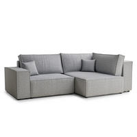 ECKSOFA MIT SCHLAFFUNKTION Tonga Hellgrau Webstoff - Hellgrau/Schwarz, Holz/Holzwerkstoff (255/105cm) - Maison de Reve