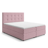BOXBETT SAKARYA 180x200 cm mit Bettkasten und Matratze - Rosa + TOPPER - Schwarz/Rosa, Holz/Holzwerkstoff (180/200cm) - AX Living