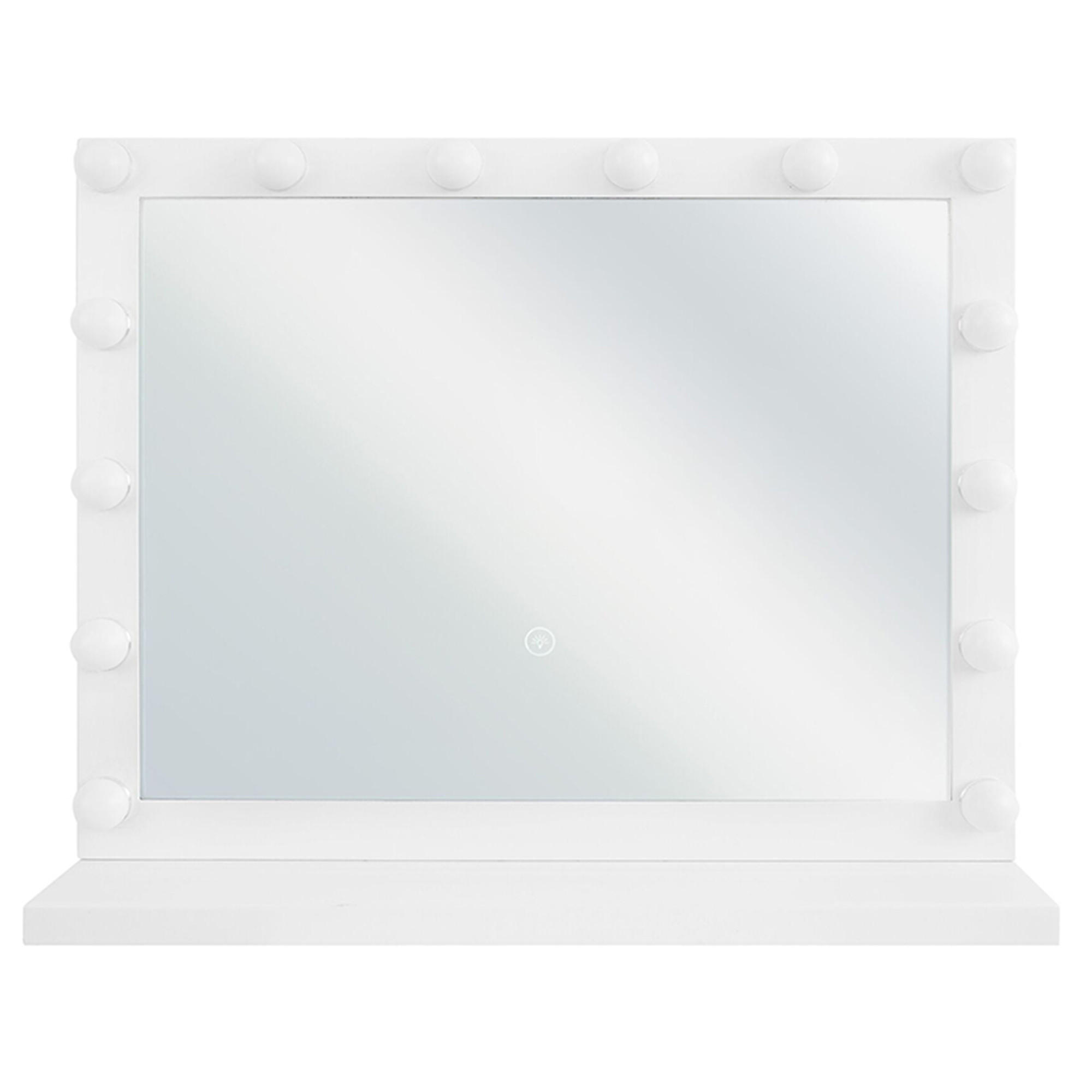 BADSPIEGEL mit LED-Beleuchtung rechteckig 50/60 cm Beauvoir - Weiß, Metall (60/50/2cm) - Beliani