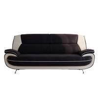 SOFA 3-Sitzer, Stoff Soft, Schwarz + Weiß, Palermo - Schwarz, Holz (198/89/87cm) - Kaiser Möbel
