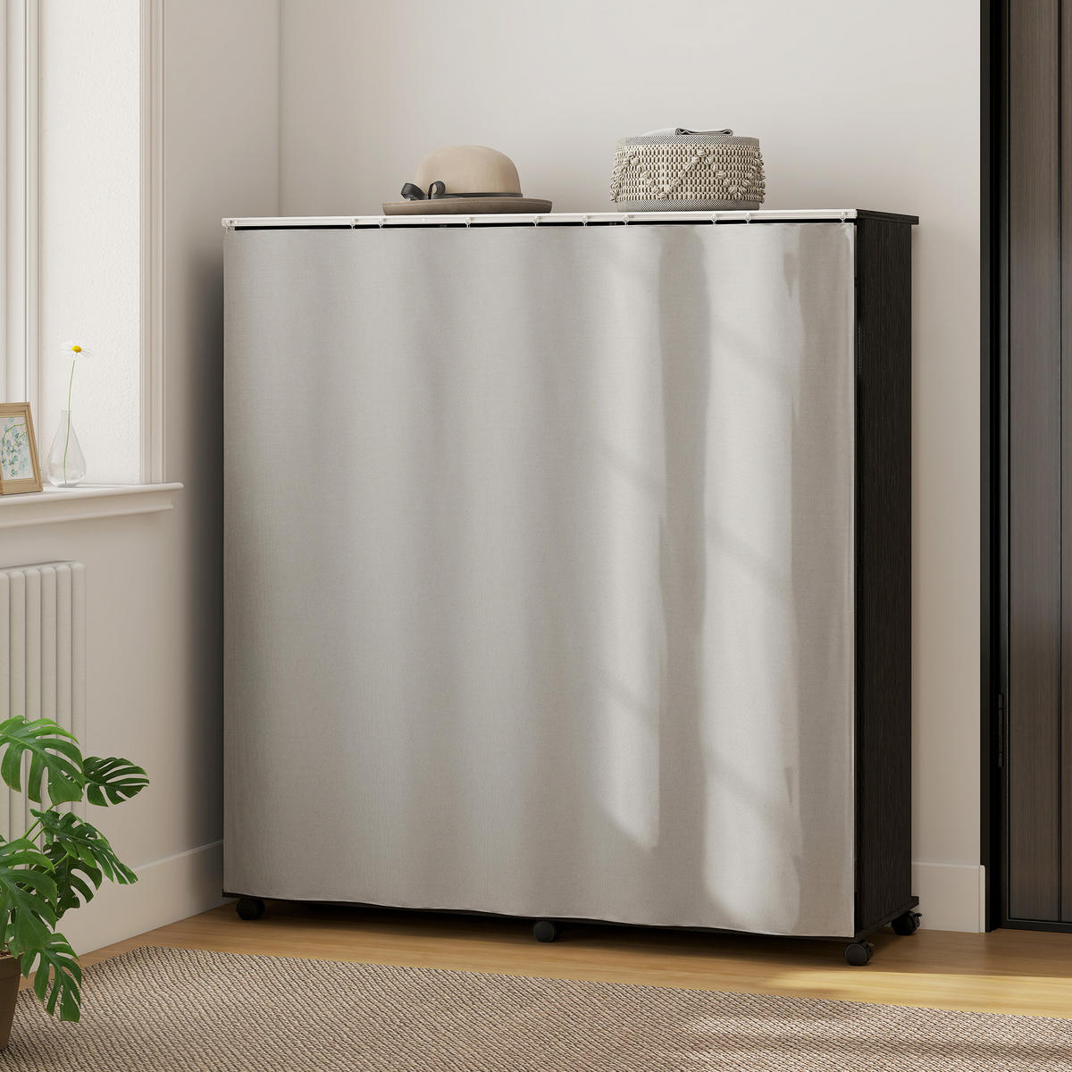 KLEIDERSCHRANK DE-17206 Schwarz - Schwarz, Holzwerkstoff (40/128/120cm) - ComfortXL