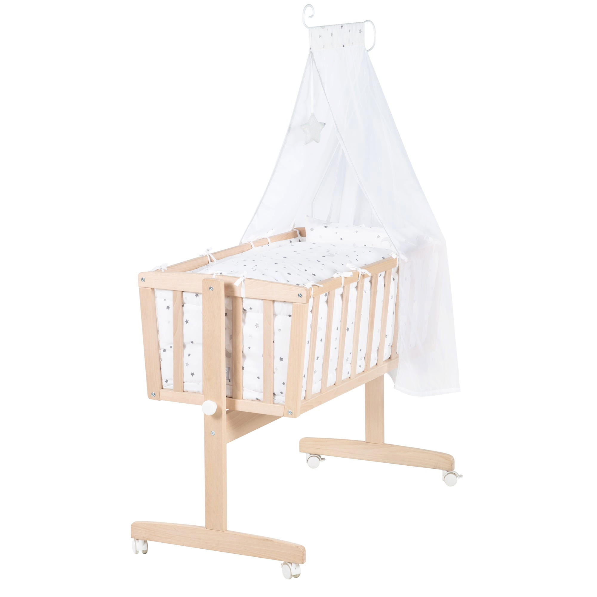 BABYWIEGENSETT Sternenzauber grau - Naturfarben, Holzwerkstoff/Textil (40/90cm) - Roba