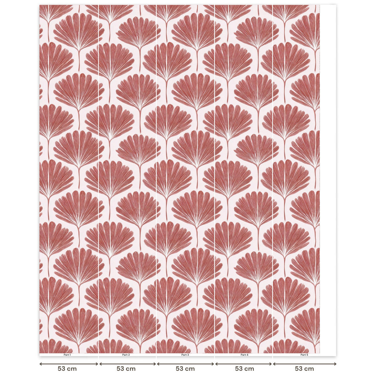 TAPETE - Fächer - Motiv - Terra - 260x300 cm - Rotbraun, Papier (260/300cm) - OnlyWow