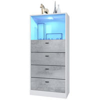 KOMMODE Pino Fronten in Beton Oxid Optik - Hellgrau, Holzwerkstoff (56/125/36cm) - Vladon