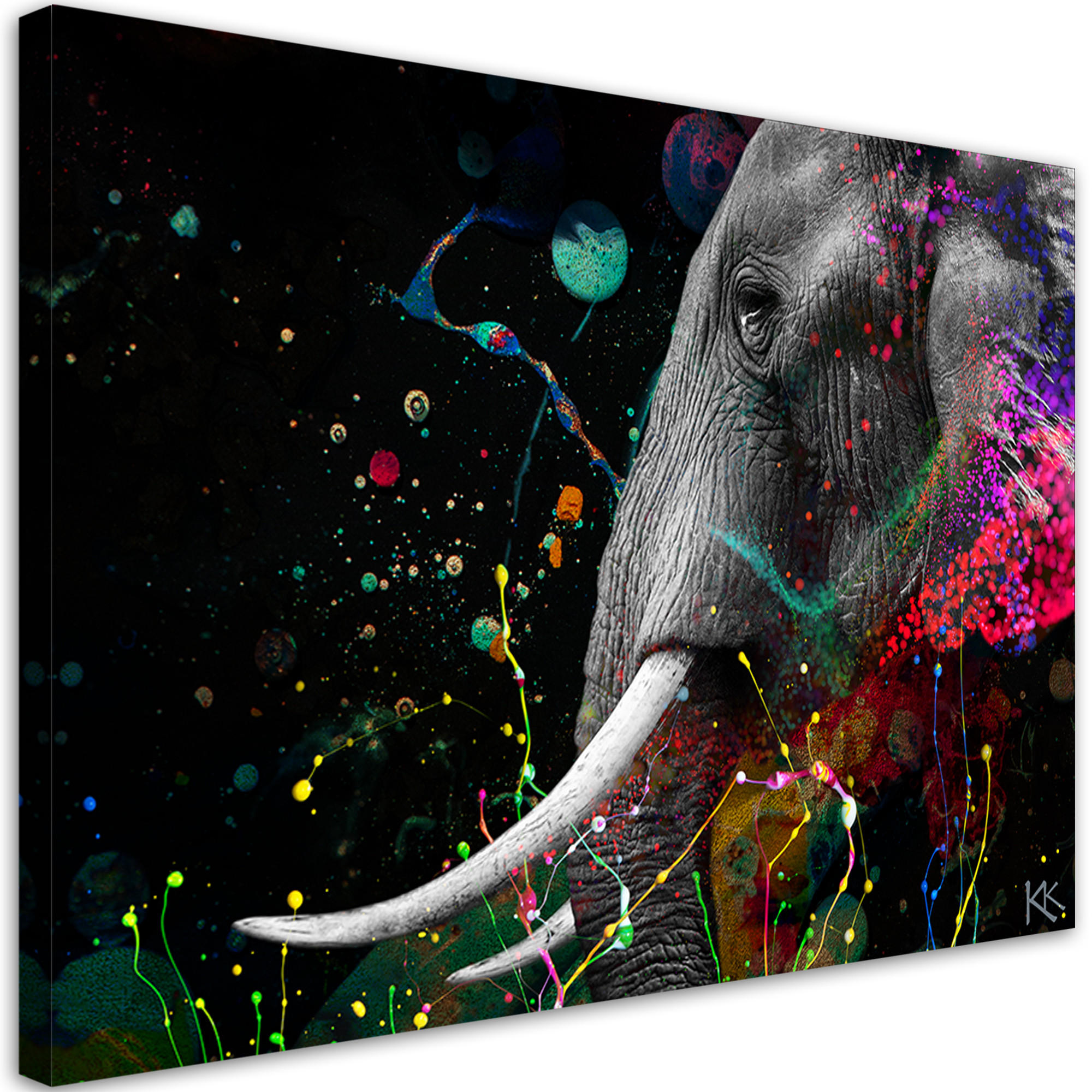 WANDBILD afrikanische elefant abstraktion - Multicolor, Textil (60/40cm) - Feeby