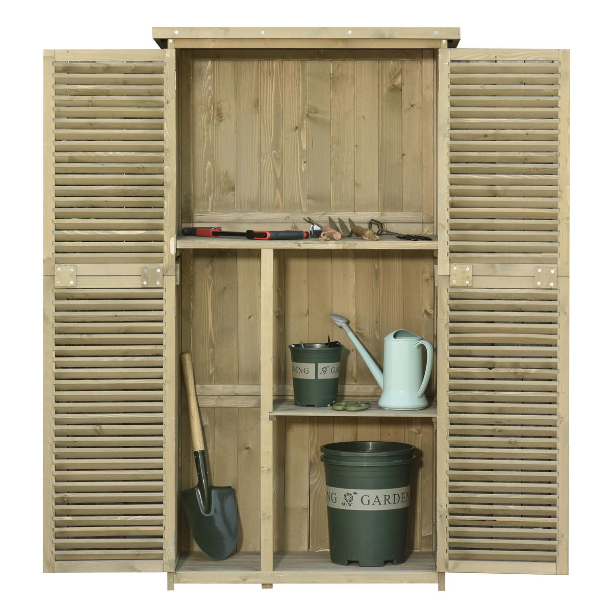 GARTENSCHRANK DE-09224 Grau - Grau, Holz (46.5/160/87cm) - ComfortXL