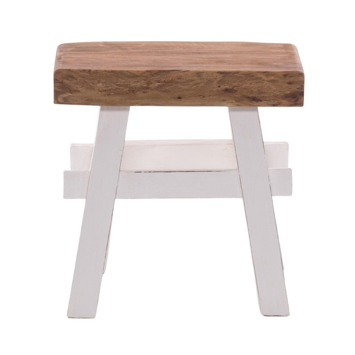 HOCKER VINTAGE 40 Massivholz 06 weiß-landhaus - Weiß, Holz (45/43/27cm) - DESIGN DELIGHTS