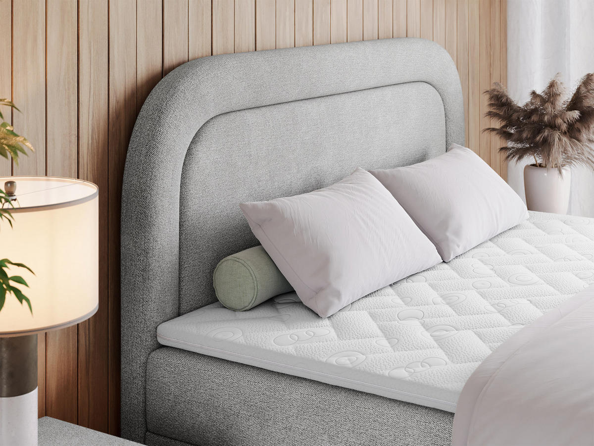 BOXBETT EIRA 120/200 Hellgrau Struktur - H3 - Silberfarben/Hellgrau, Holz/Textil (120/200cm) - MKS