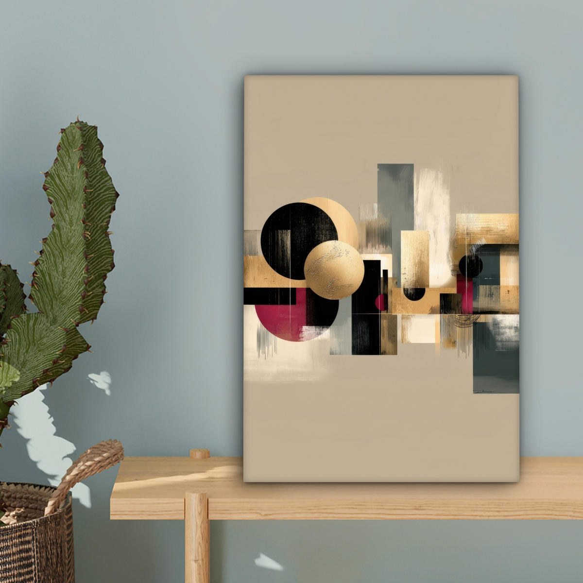 LEINWANDBILD Abstrakt - Formen - Beige - Texturen Deko Wohnzimmer 20x30 cm - Beige, Textil (20/30cm) - MuchoWow