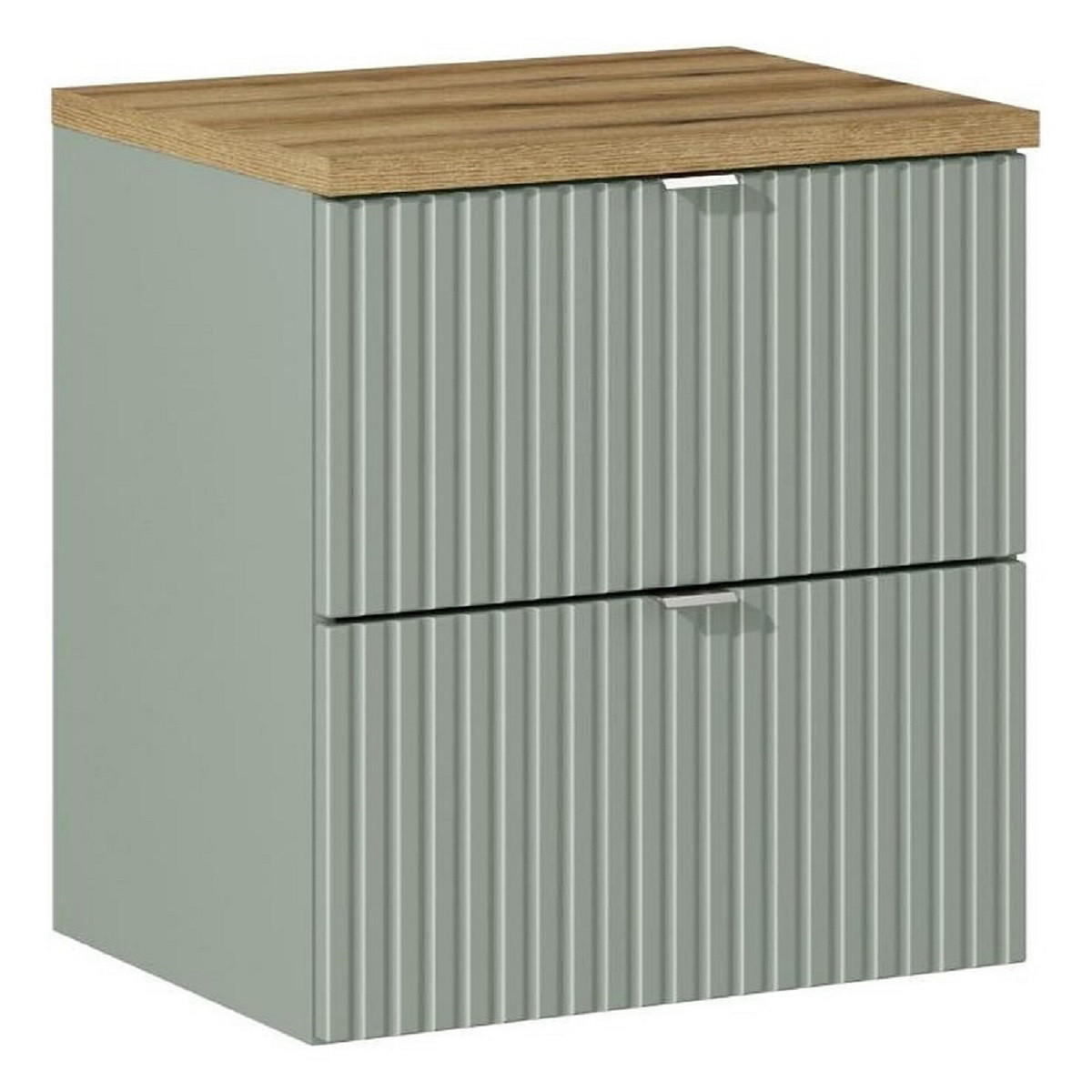 WASCHTISCHUNTERSCHRANK 50 cm 2 Teile - Line Reed Green L BM94 in Schilfgrün/ Evoke Eiche - Eiche Artisan/Grün, Holz (50/57/40cm)