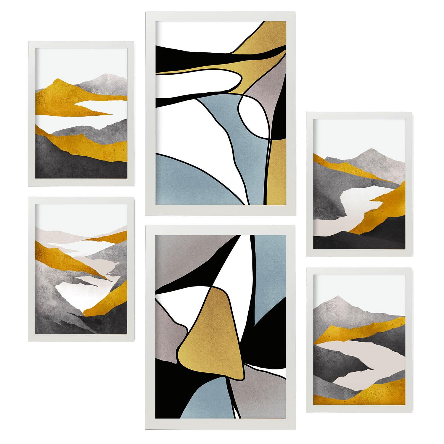 POSTER Set Mit 6 Gattung Naturen 1 In Kulissen Abstracts Ästhetische Dekorative Gemälde Für Ihr Wohnzimmer Schlafzimmer Zuhause A3 & A4 Weißer Rahmen - Weiß, Papier (29/3cm) - Nacnic