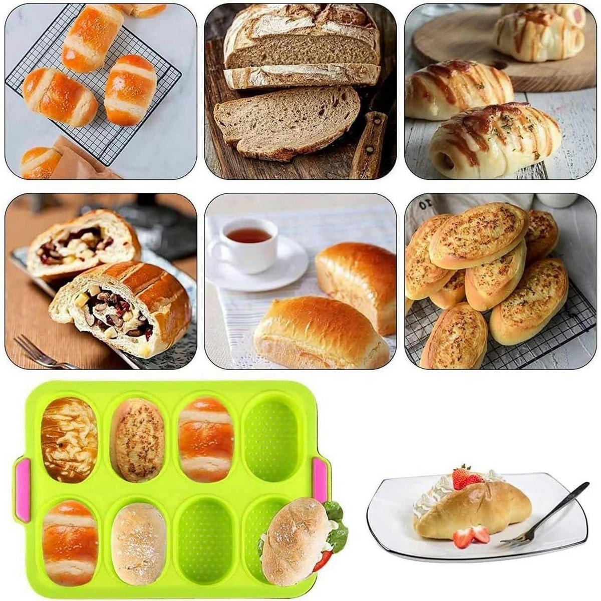 BACKBLECH Baguette 2-teiliges Set mit Zubehör Grau - Multicolor, Kunststoff (24.5/2/35cm)