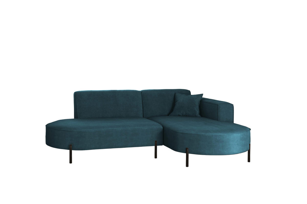 ECKSOFA L-Form Designer Modena Rein Stoff Noel Blau Rechts - Blau, Holz/Textil (236/165cm) - Kaiser Möbel