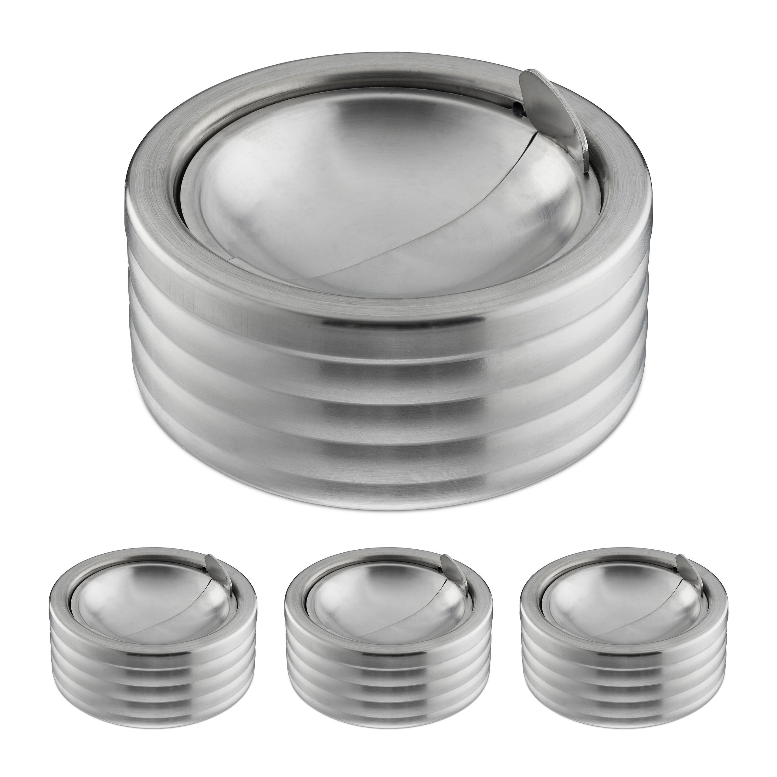 4XWINDASCHENBECHER - Silberfarben, Metall (11.5cm) - Relaxdays