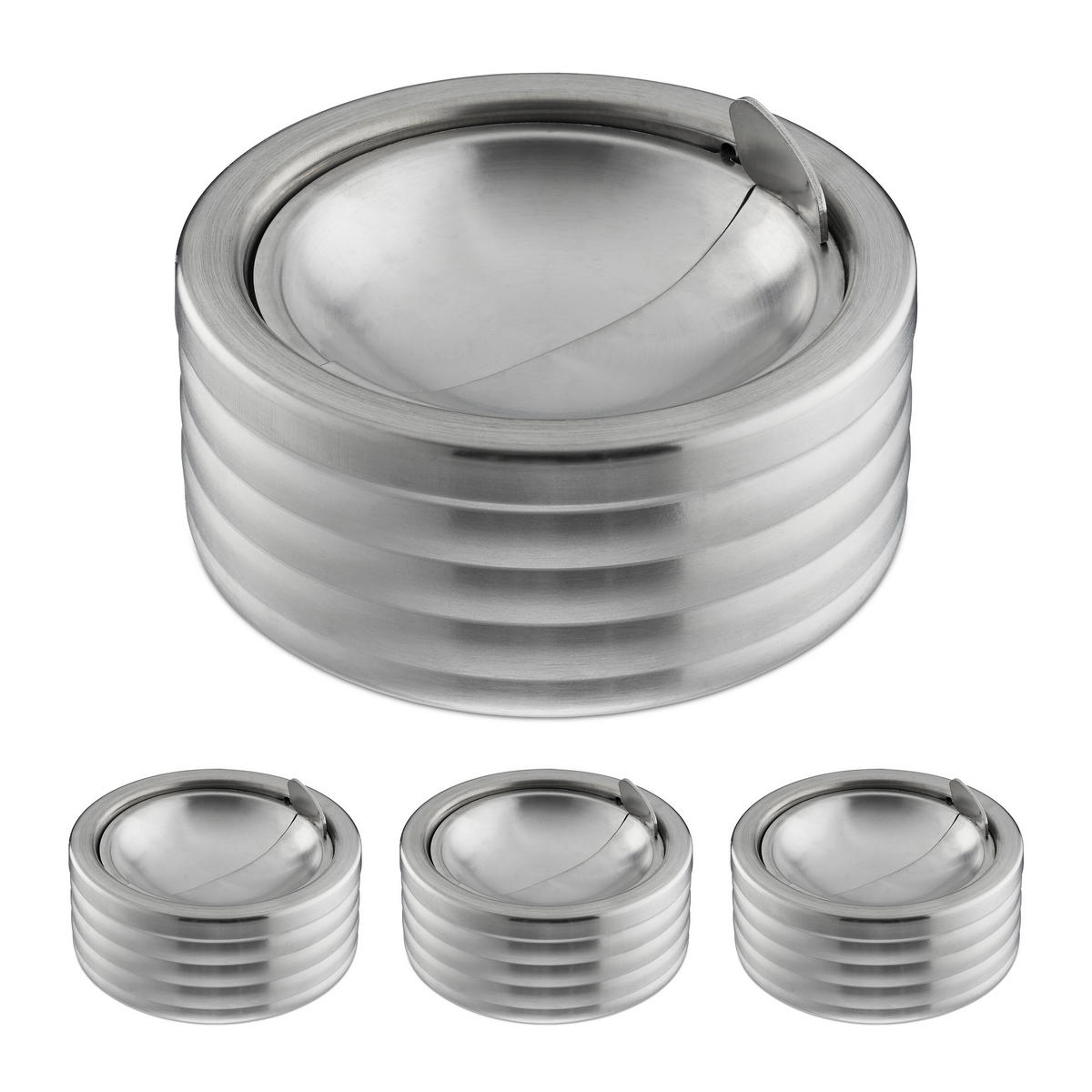 4XWINDASCHENBECHER - Silberfarben, Metall (11.5cm) - Relaxdays