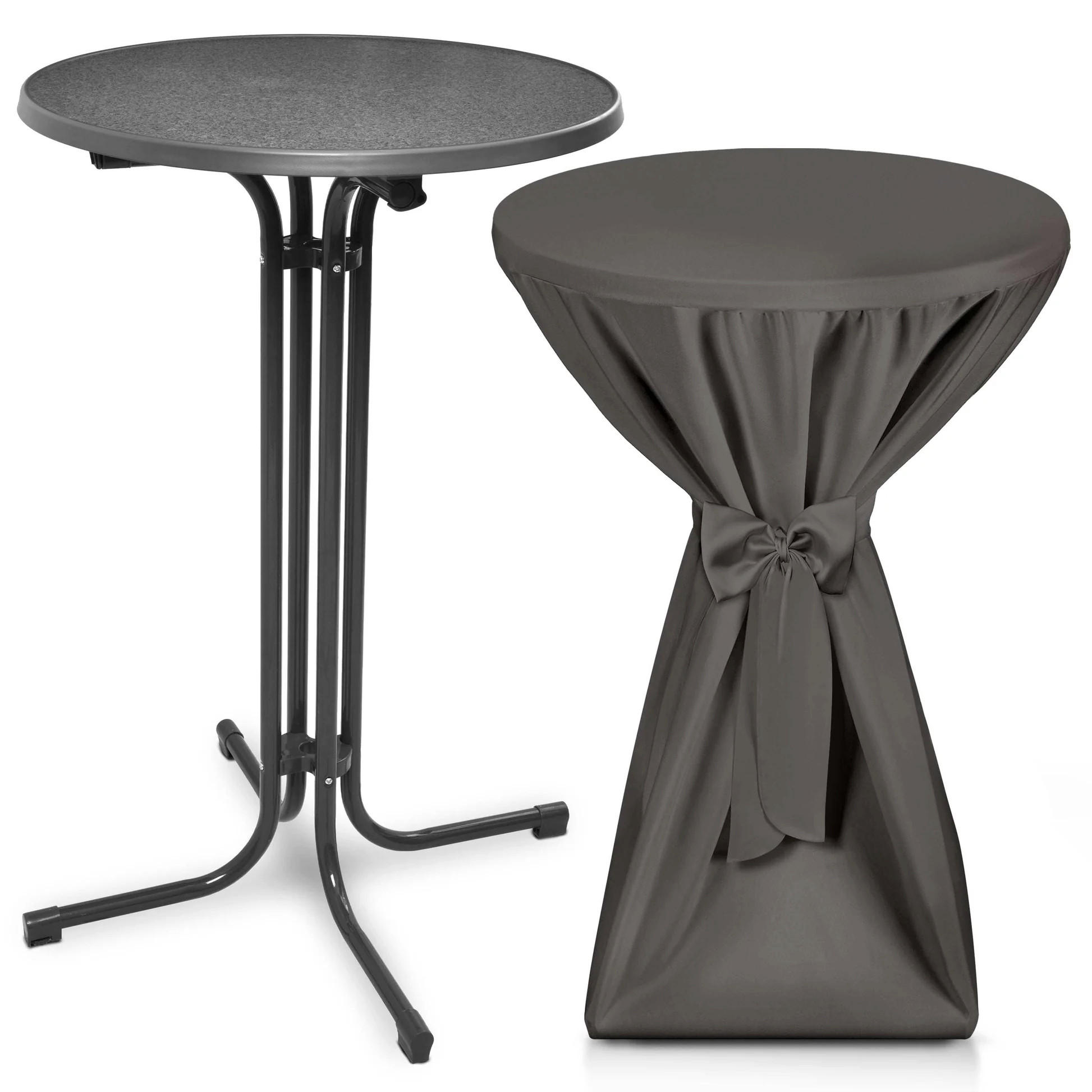 STEHTISCH Bellini Ø 70cm Grau mit Premium Stehtischhusse Ø 70cm Anthrazit - Anthrazit, Metall (70/70/110cm) - Beautissu 