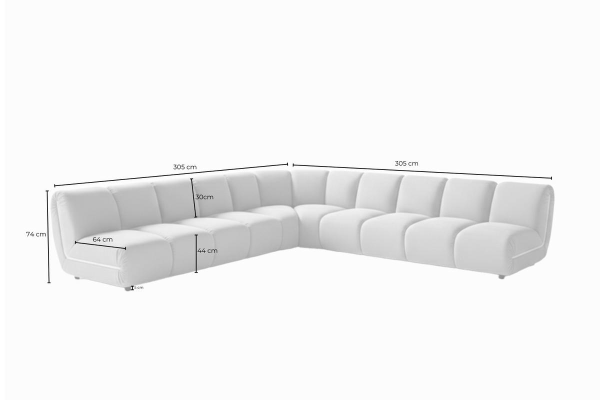 MODULSOFA LAYLA Gelb Velvet - Gelb/Schwarz, Buchenholz/Textil (305/305cm) - KAWOLA