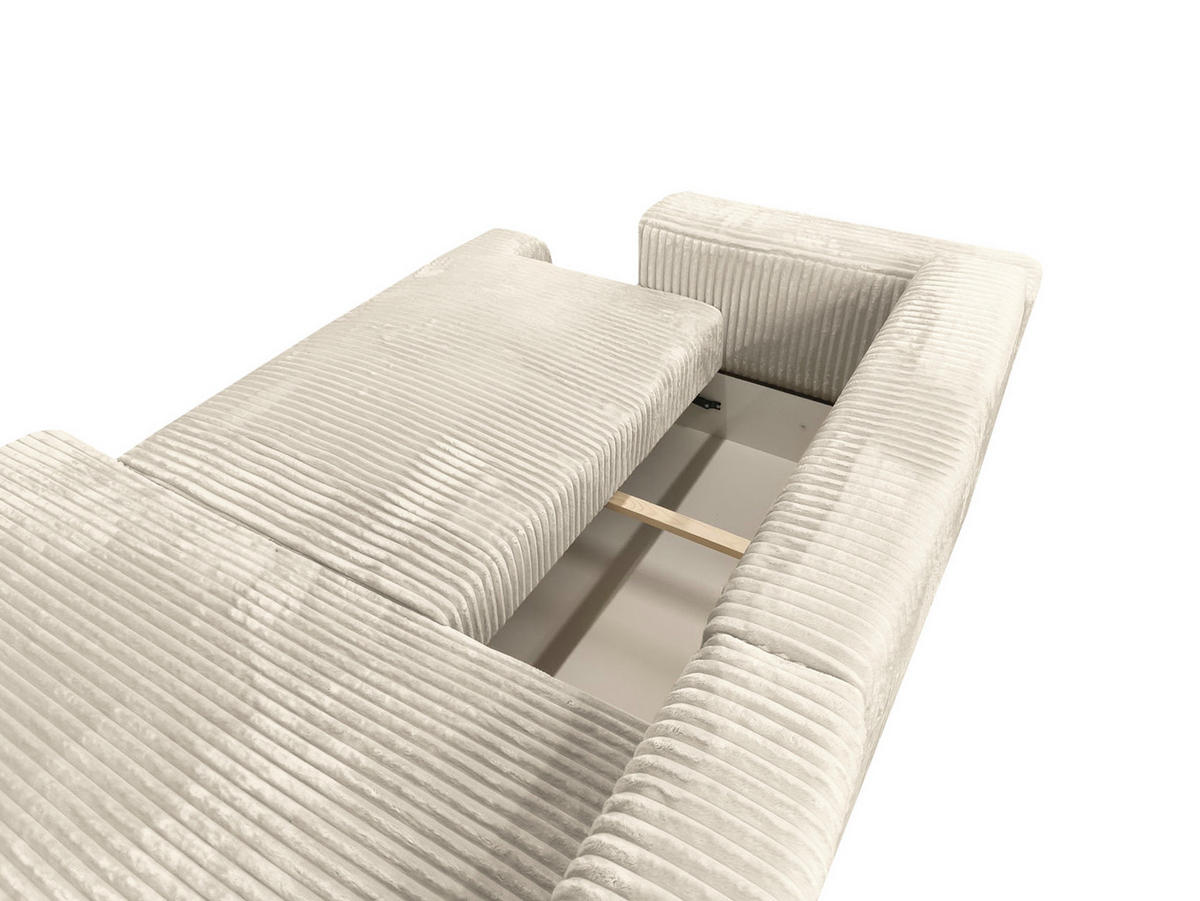 ECKSOFA Luna L rechts Ecru aus Cord - Ecru, Textil (271/195cm) - KS Home Concept