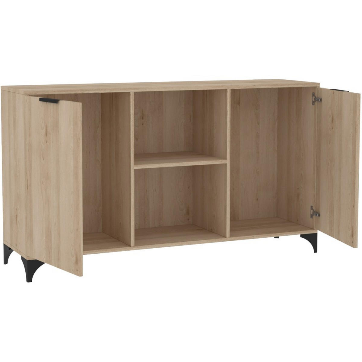 KOMMODE Home mit 2 Türen, mit Griffen, eiche Artisan - Schwarz/Eiche Artisan, Holzwerkstoff (150/85/40cm) - Beautysofa