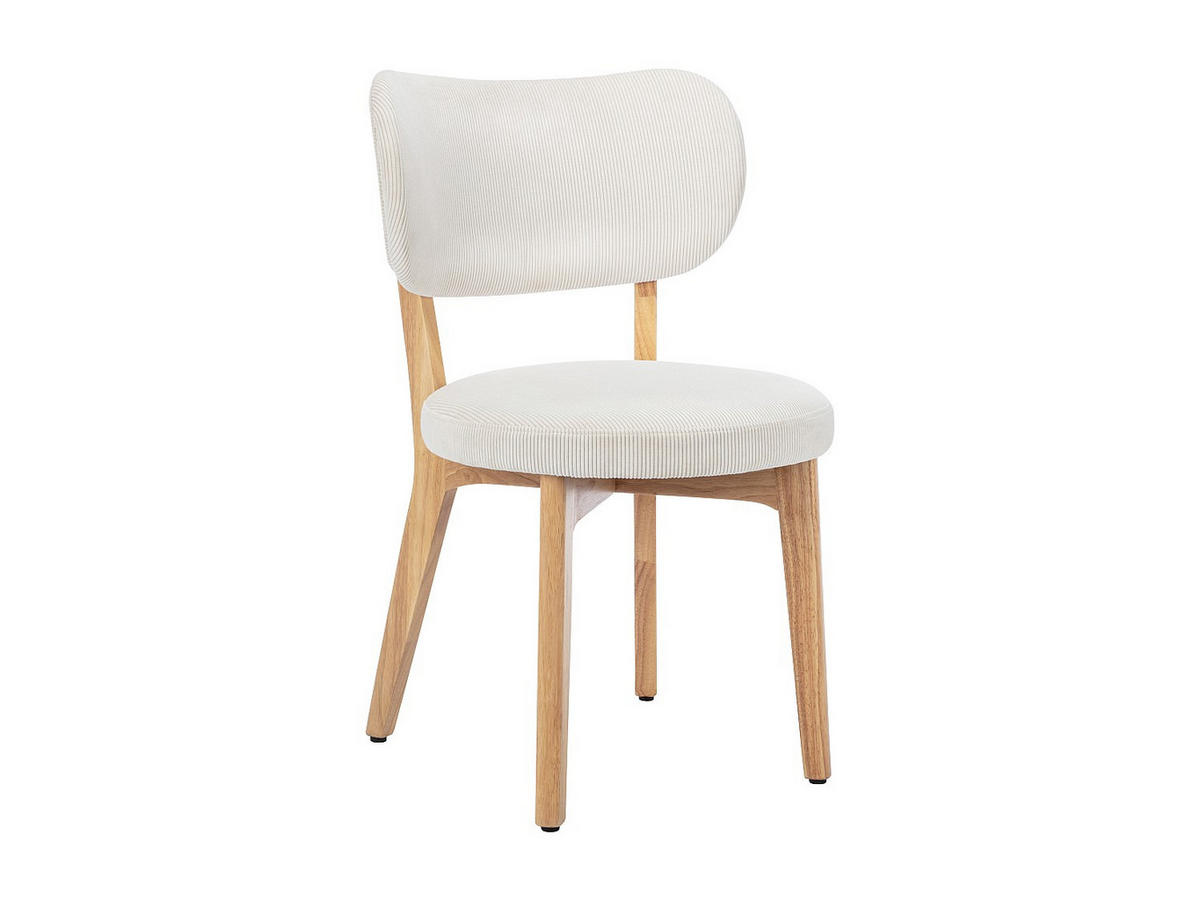 STUHL 6er-Set - Cord & Kautschukholz - Weiß - TORIEL - Weiß, Holz (57/82.5/51cm) - Vente-Unique