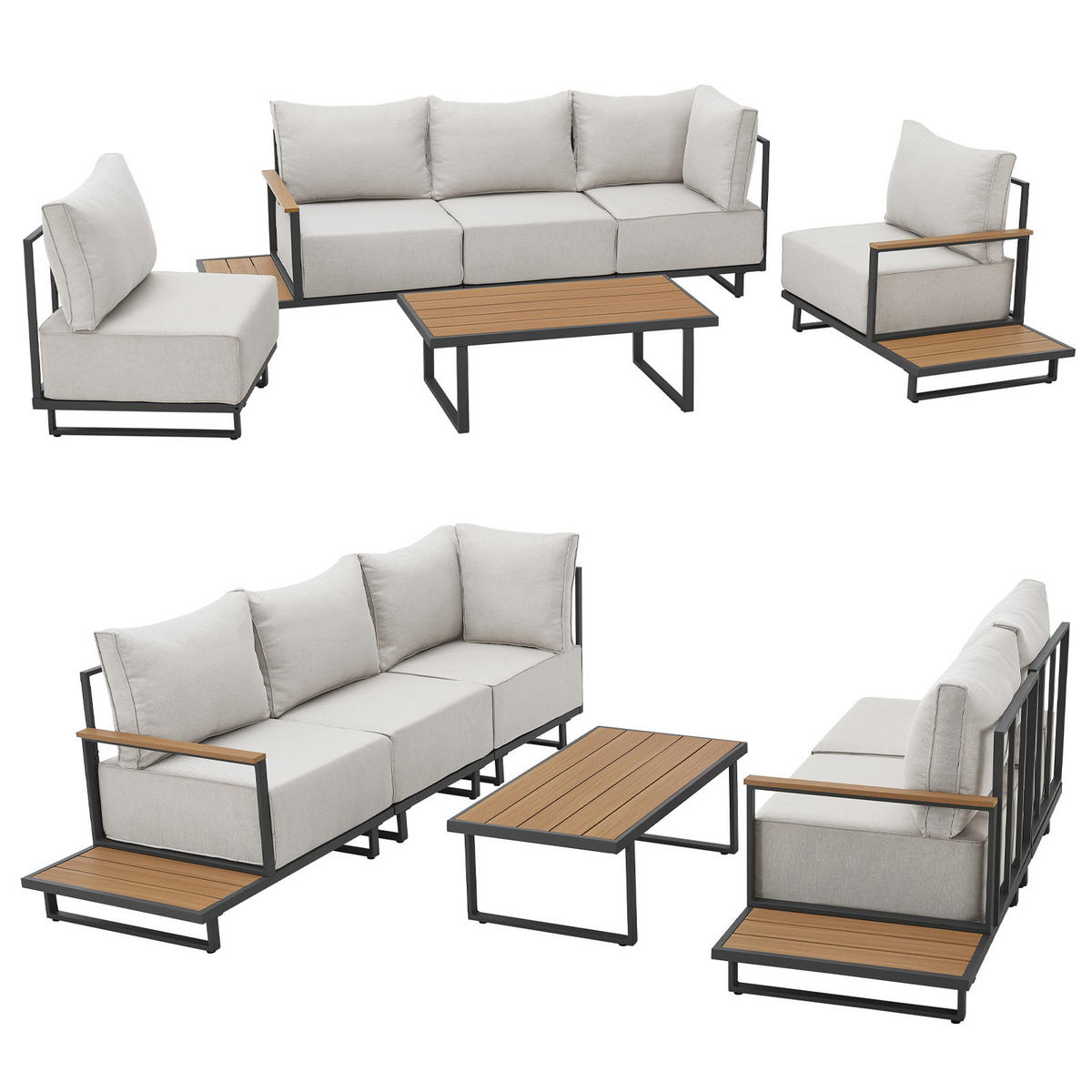 GARTENLOUNGE Malibu modular Grau - Grau, Metall - SVITA