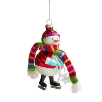 WEIHNACHTSKUGEL Glas PUPAZZINI, 6x14 cm, Schneemann, Christbaumkugeln, Weihnachtsdeko Xmas, Christmas Deko - Weiß, Glas (7/14/6cm) - home&you