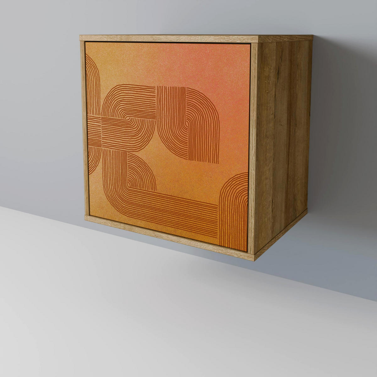 SIDEBOARD STRENGTHENING RELATION, Eichefarben, 57,5x42x70,5 cm, Schwarze Metall-Sternfüße - Eichefarben/Multicolor, Holzwerkstoff/Metall (57.5/70.5/42cm) - SpaceRebels