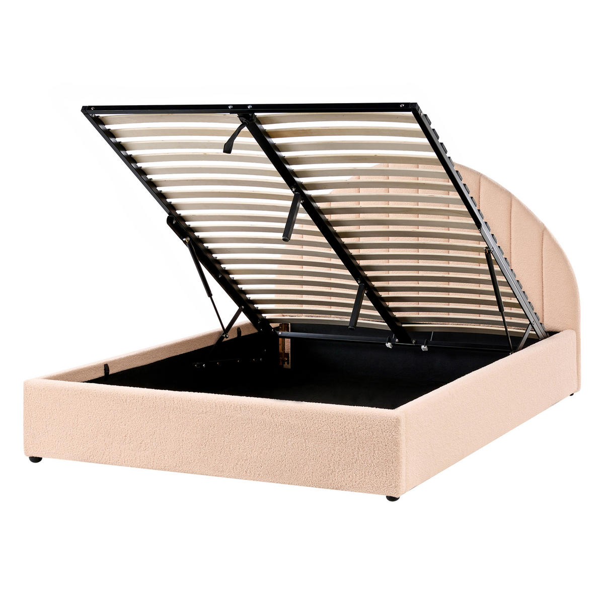 BETT mit Stauraum 140/200 cm Pfirsichrosa Chadenet - Pink, Textil (140/200cm) - Beliani