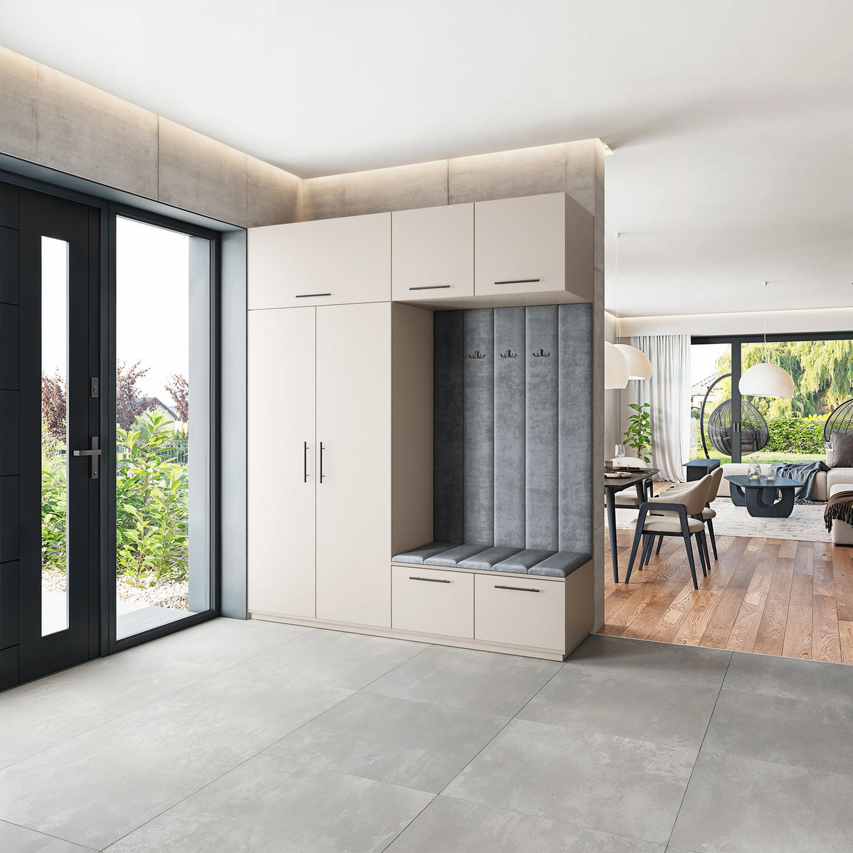 GARDEROBENSCHRANK REMA 200/240/60 cm Modern Garderobe-Set Kaschmir - Kaschmir/Grau, Holzwerkstoff (200/240/60cm) - MASSENO