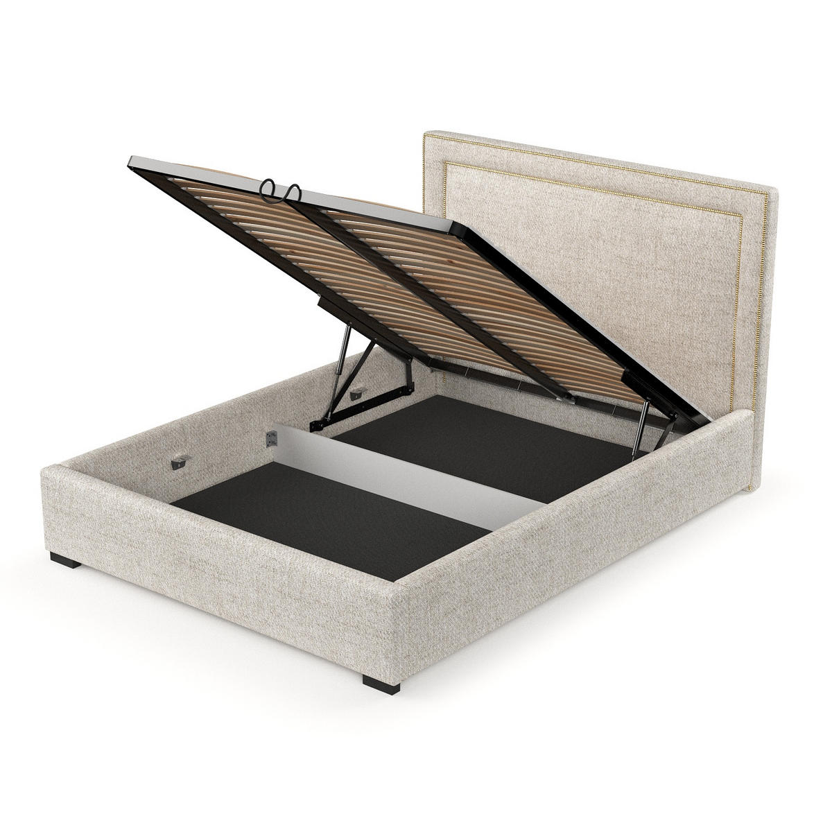 POLSTERBETT Como Creme 140/200 cm im Webstoff - Creme/Schwarz, Holz/Holzwerkstoff (140/200cm) - Maison de Reve