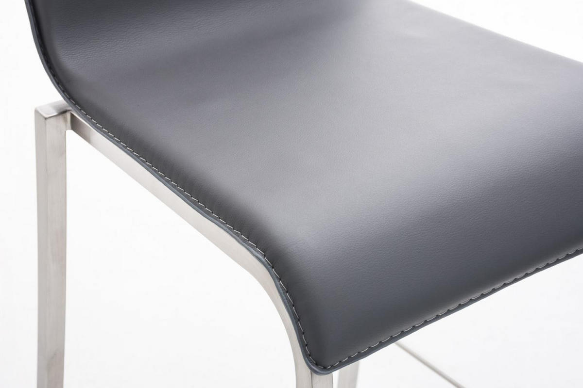BARHOCKER Lederlook grau - Edelstahlfarben/Grau, Textil/Metall (43/103/51cm) - CLP
