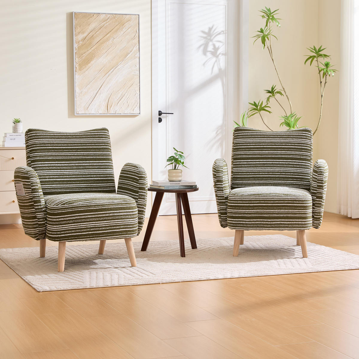 SESSEL,LESESESSEL mit Kreismuster 77x81x87 cm Holzbeine - Grün, Textil/Metall (77/87/81cm) - PARAFTA HOME