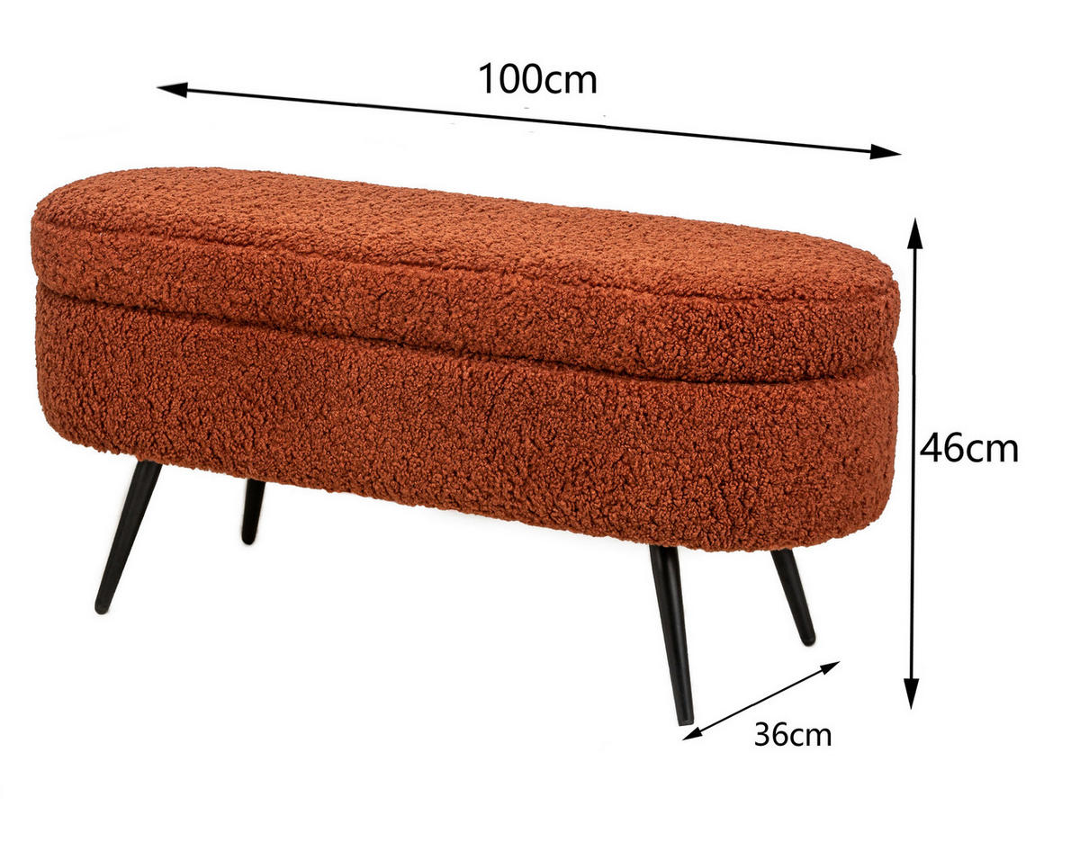 SITZBANK Wolle Terracotta - Rot, Textil (100/46/36cm) - Nordlys