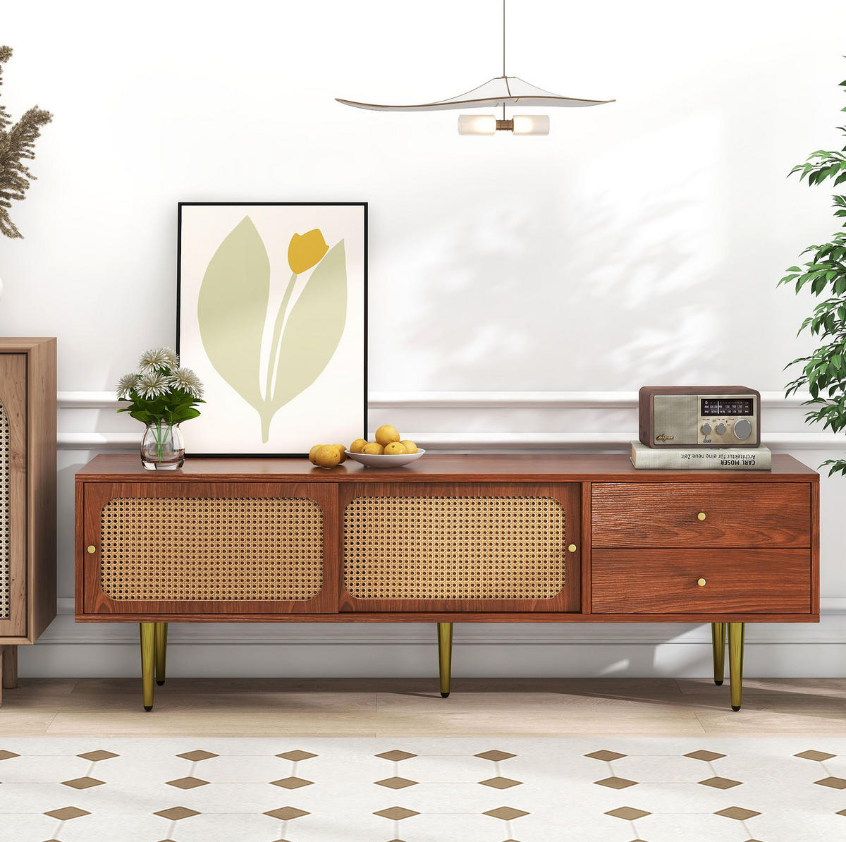 TV-SCHRANK mit Schiebetüren 160 x 40 x 60 cm MDF Walnut - Braun, Holzwerkstoff (40/60/160cm) - Beauniv