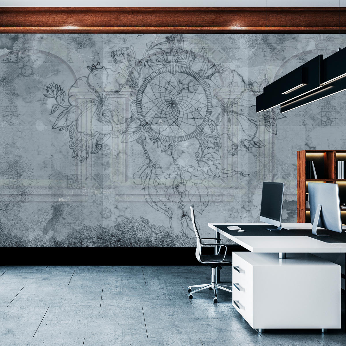 FOTOTAPETE für Schlafzimmer Traumfänger Vintage Säulen 250x175 - Grau, Papier (250/175cm) - Muralo